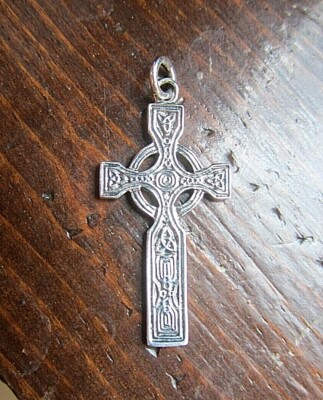 Tiny Celtic Cross .925 Sterling Silver Medieval Christian Pendant Charm ...