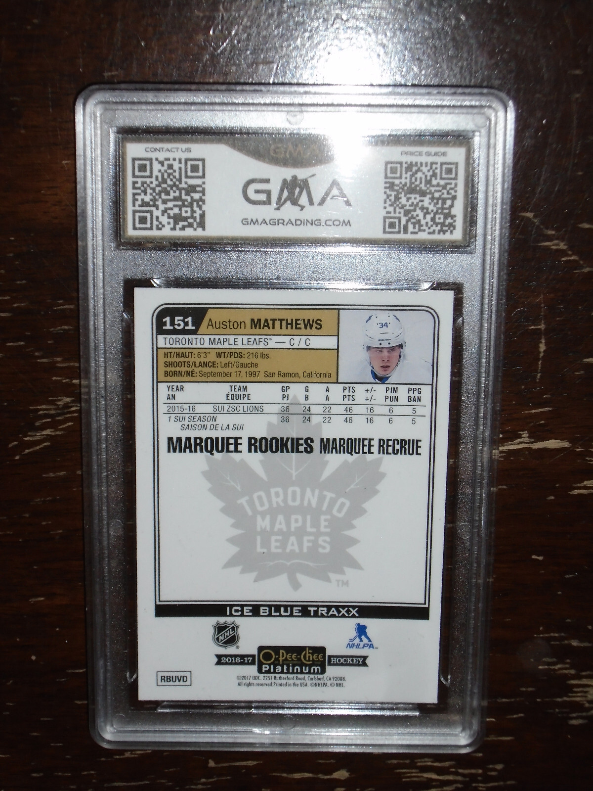 2016 O-PEE-CHEE PLATINUM/AUSTON MATTHEWS/ICE BLUE TRAXX/MARQUEE ROOKIE'S/GMA 10! view 8