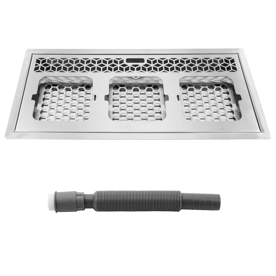 1 juego de tablero de drenaje/bandeja de goteo de acero inoxidable plateado con tubo de salida de plástico Foto 4 de 4