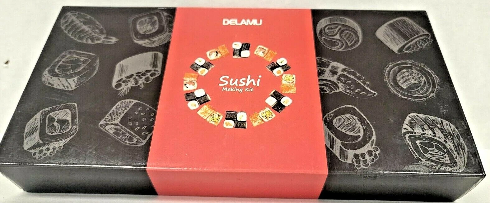 DELAMU Sushi Making Kit ~ Bamboo Sushi Mats, Chopsticks, Rice Paddle & Spreader