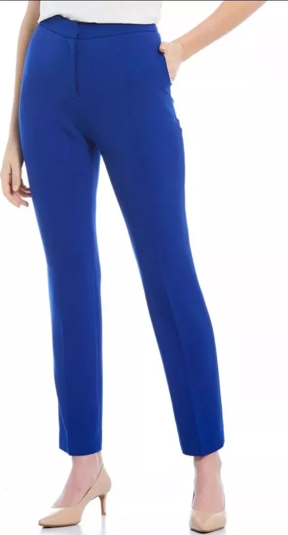 CALVIN KLEIN WOMENS ROYAL BLUE CLASSIC STRAIGHT TROUSERS PANTS SIZE 42 - UK  14