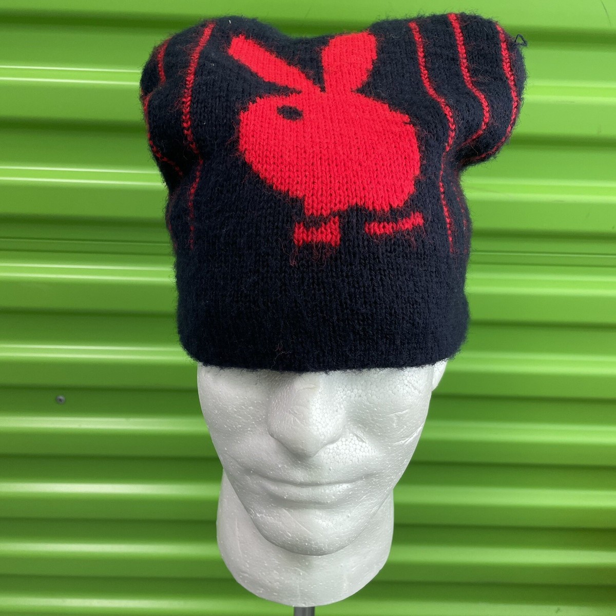 オールド90s PLAY BOY ニットキャップ USA製 黒 プレイボーイ Vintage Playboy OG Beanie Double Sided Big Logo Blue Red Bunny