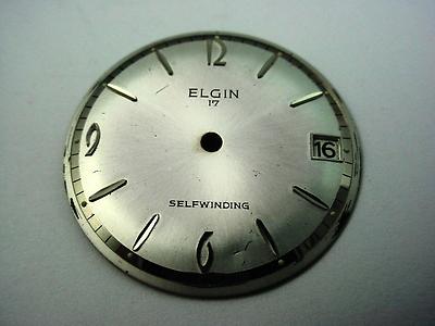 Elgin Pearl 28.95mm Vintage Watch Dial Date Window Silver Markers Selfwinding
