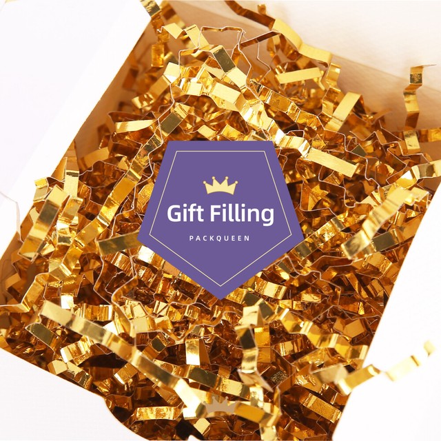 Crinkle Cut Paper Shred Filler, Metallic Gold Shredded Paper for Gift 0