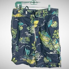 American Eagle Swim Trunks Mens 32 Pre Owned Board Shorts Tropical Blue Netting