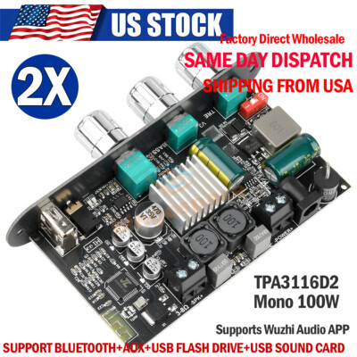 2Pcs ZK-1001U 100W Mono Bluetooth 5.3 Audio Power Amplifier Module TPA3116D2 USA