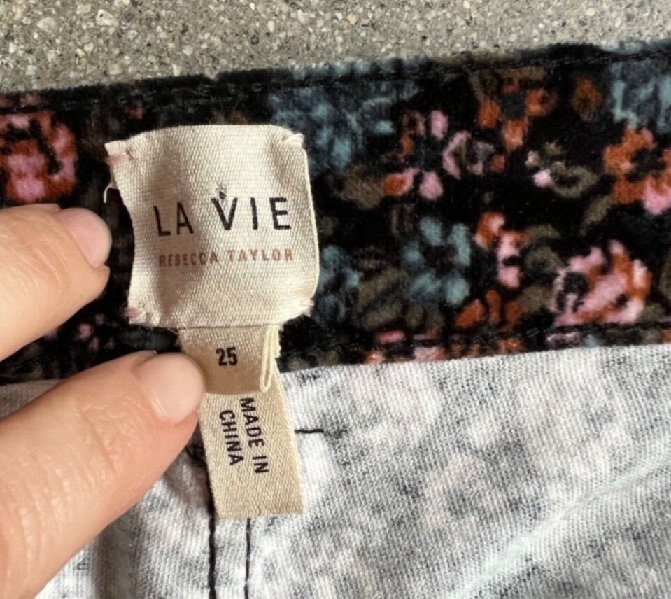 REBECCA TAYLOR La Vie *Lisette Velveteen Floral Pant Size 25  View 4