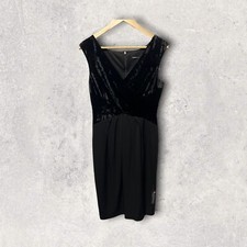 Roman Crushed Velvet Wrap Dress Black Size 10 BNWT