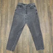 PS GITANO - Vtg 80s-90s Womens High Waist Tapered Mom Faded Black Jeans, Sz 18