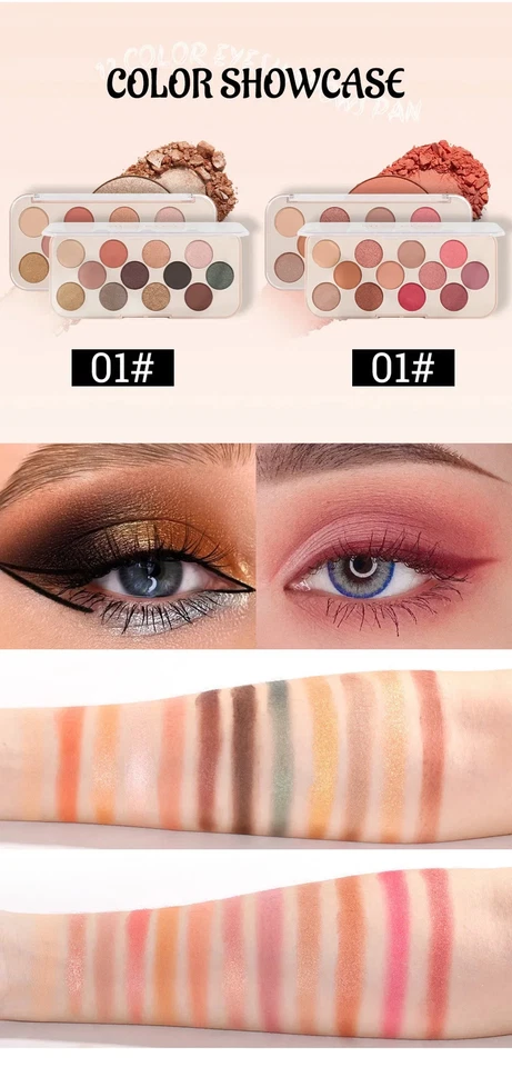 12 Color Matte Shimmer Nude Eyeshadow Palette Mineral Glitter Eye Shadow Pallete - Image 2 of 4