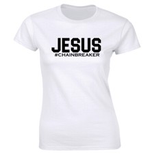 Jesus Hashtag # Chainbreaker Crew Neck T-Shirt for Women Christian Tee