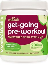 Wellah Pre-Workout Drink Mix Green Apple, 30 Servings - with L-Theanine