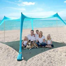Beach Tent - Beach Tent Canopy UPF 50+ UV, 10 x 10 FT, Anti-Wind Beach Shade ...