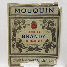 Austin Nichols Product of Italy Mouquin Brandy Label