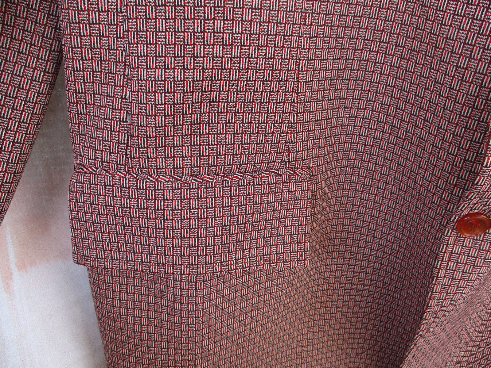 Rust Brown Houndstooth Polyester Double Knit 70s … - image 7