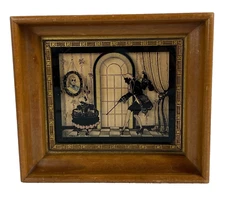 C & A Richards 1934 The First Dance Silhouette Artwork in Wood Frame 6X5.5