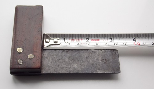 ANTIQUE TRY SQUARE POCKET SIZE ROSEWOOD HANDLE VERY OLD HANDMADE - Picture 7 of 8