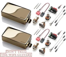 EMG 81 + 85 GOLD ACTIVE HUMBUCKER GUITAR PICKUP SET SHORT SHAFT POTS & WIRING
