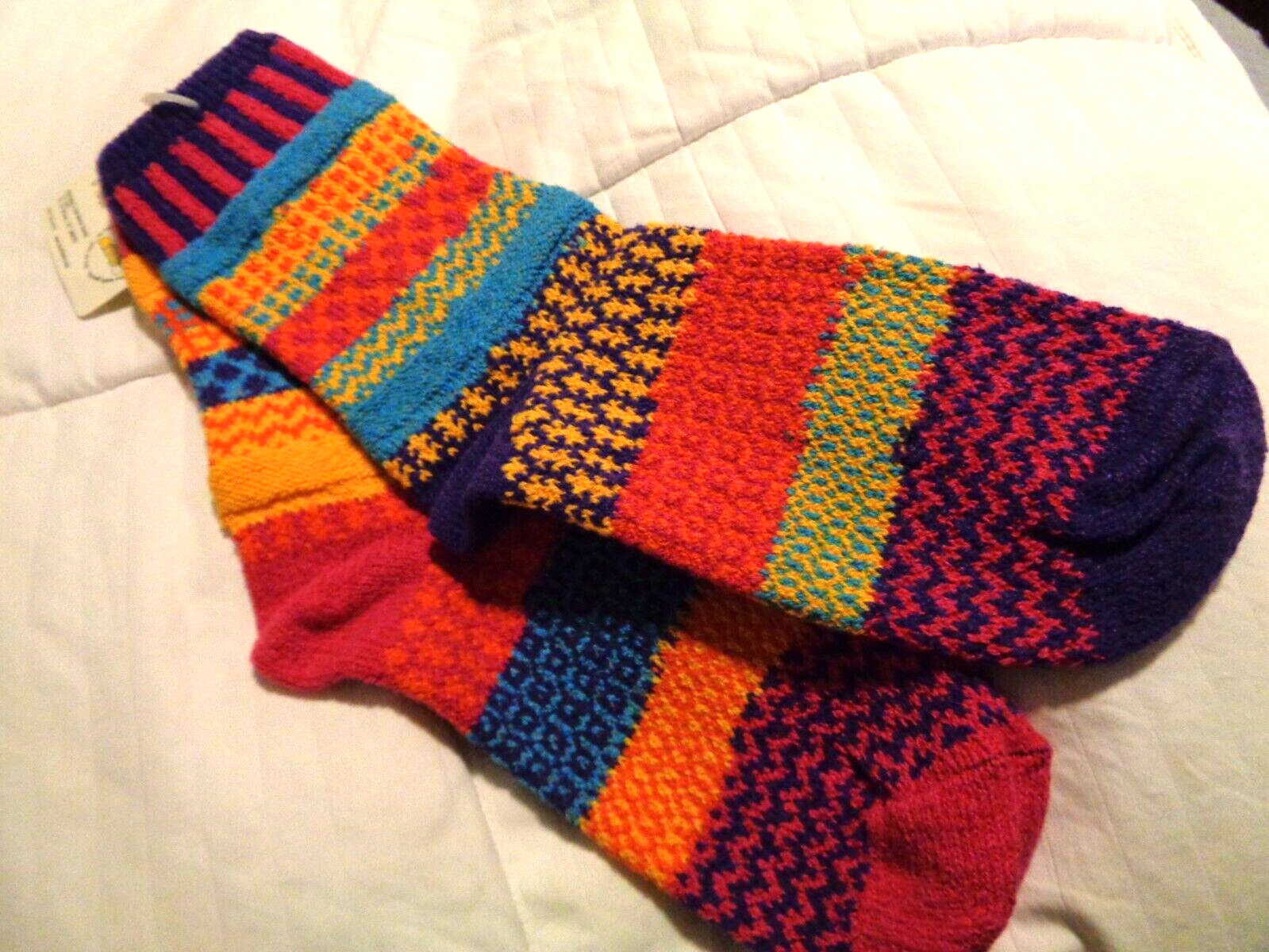 SAOLA Calze SOL MATE M Socklady non corrispondenti nuove con etichette garofano made in Vermont USA