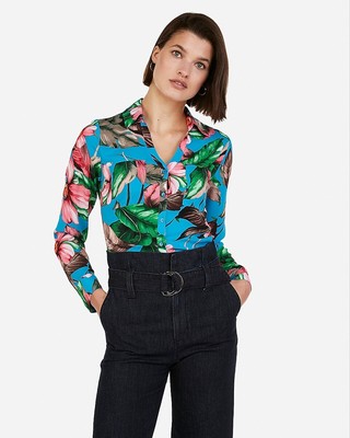 NEW EXPRESS $60 TROPICAL FLORAL SLIM 