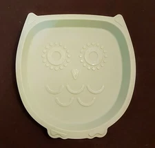 Your Zone Owl Plate 9" Children's Green BPA FREE Plastic Lunch Snack Tray