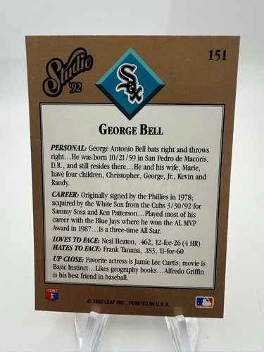 1992 Leaf Studio Baseball - #1-250 - Complete Your Set - You Pick - Picture 323 of 519