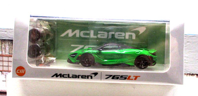 CM Models McLaren 765LT In Green w/Black Top & Extra Wheels 1:64 Scale!