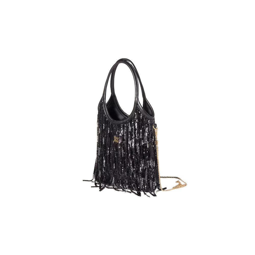 MIU MIU Ivy $5100 Black Satin With Crystals Top Handle Bag New And Authentic image 2