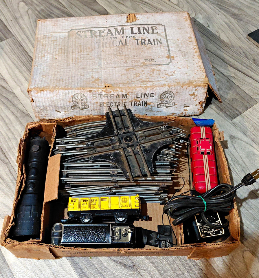 Marx O Gauge B&O Starter Train Set w/ Loco, Box Car, Track, Transformer ...