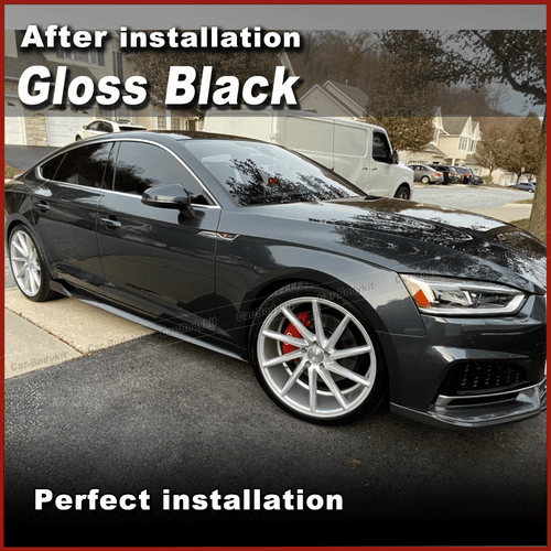 For AUDI A5 B9 S5 Sline 2017-2020 Gloss Black Side Skirts Extension Lip Spoiler - Picture 4 of 10
