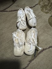 2 Antique Vintage Pair Of Lace, Satin Baby Booties/Shoes
