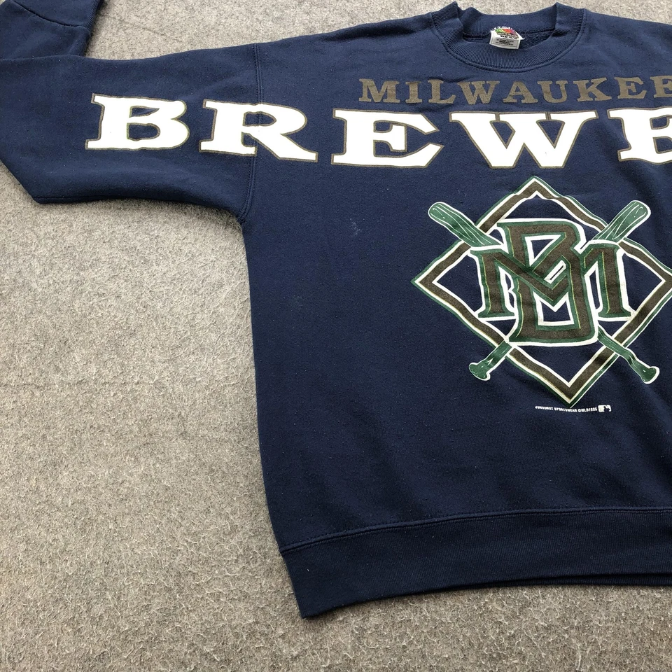Vintage Milwaukee Brewers Sweater Mens Large Blue MLB Baseball Crewneck 90s - Image 2 of 4