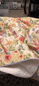 Scent-Sation Floral Daybed Quilt Cottage Garden Reversible Coverlet Blue Trim