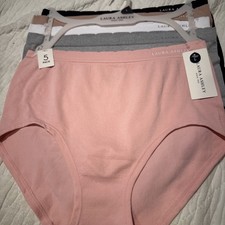 5 Laura Ashley Panties Soft Brief Underwear Lingerie Nylon Spandex Size Large