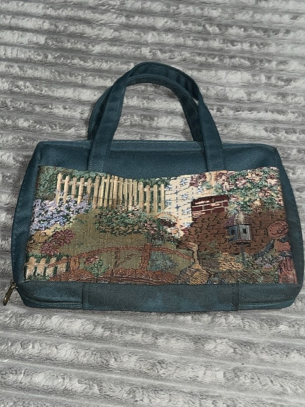 BIBLE Garden Cat Bible Cover Carrier W/Handles Outer Pockets Embroidery 80’s
