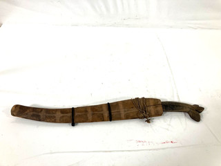 Amazing Antique Filipino Moro Lahot Sword/Knife 18" Hand Carved Handle/Scabbard