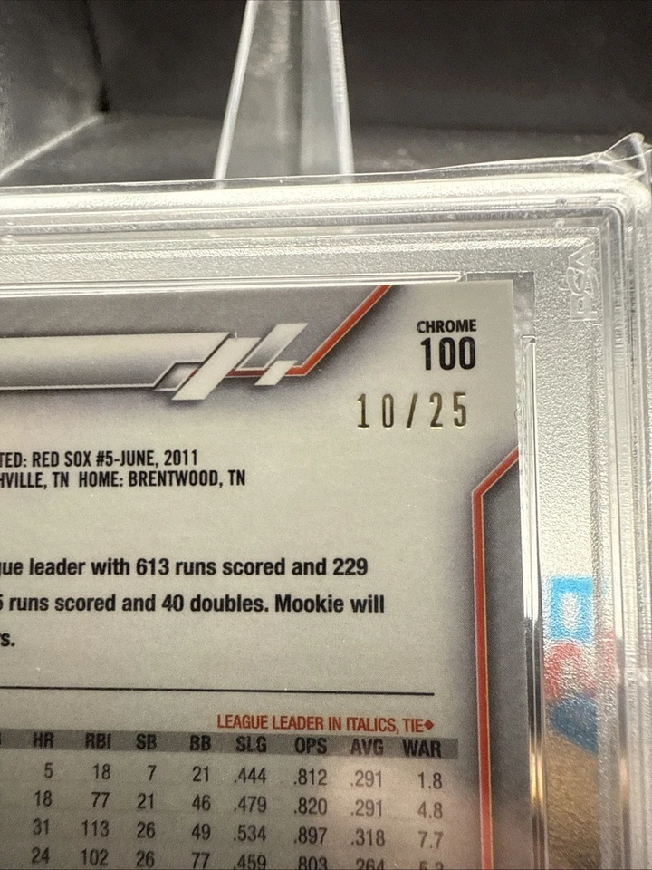 Topps Chrome Mookie Betts Orange Wave Refractor 2020/25 PSA 10 Foto 3 de 3