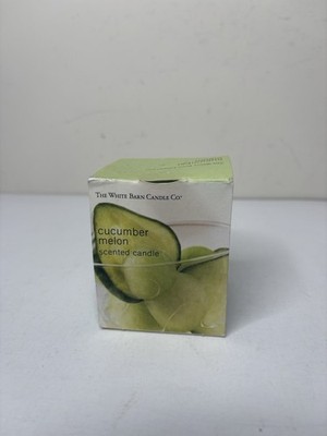 Vintage The White Barn Candle Company Cucumber Melon Candle 5.5 oz Frosted Glass