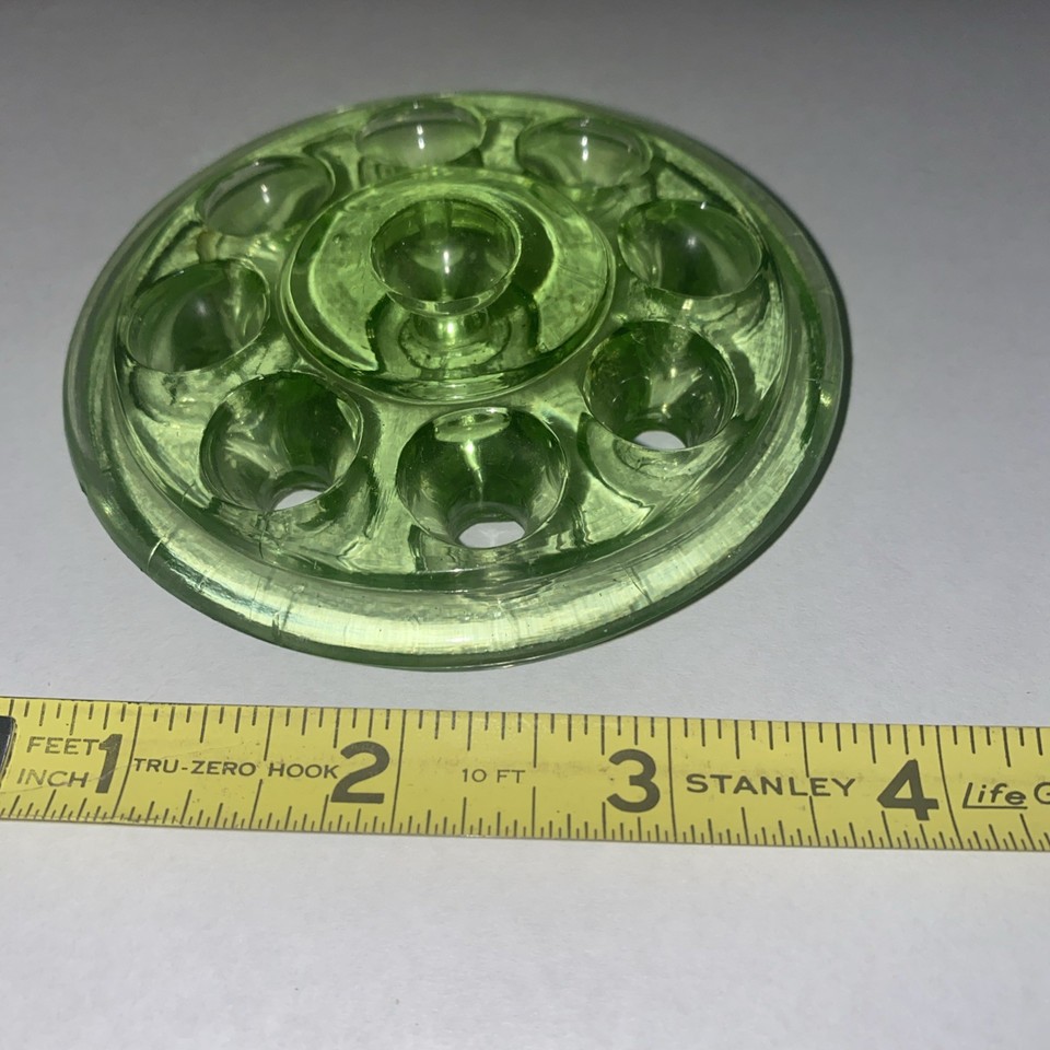 Frog Measurement Vintage Antique Green Uranium Glass Flower Frog 3.5” 9 Hole | eBay