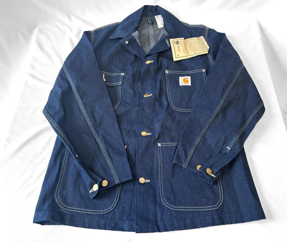 90s Deadstock Carhartt Dark Wash Denim Chore Jacket, Approx. Men
