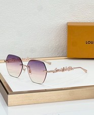 LOUIS VUITTON Z7310U Rose Gold Rimless Square Sunglasses Purple Gradient