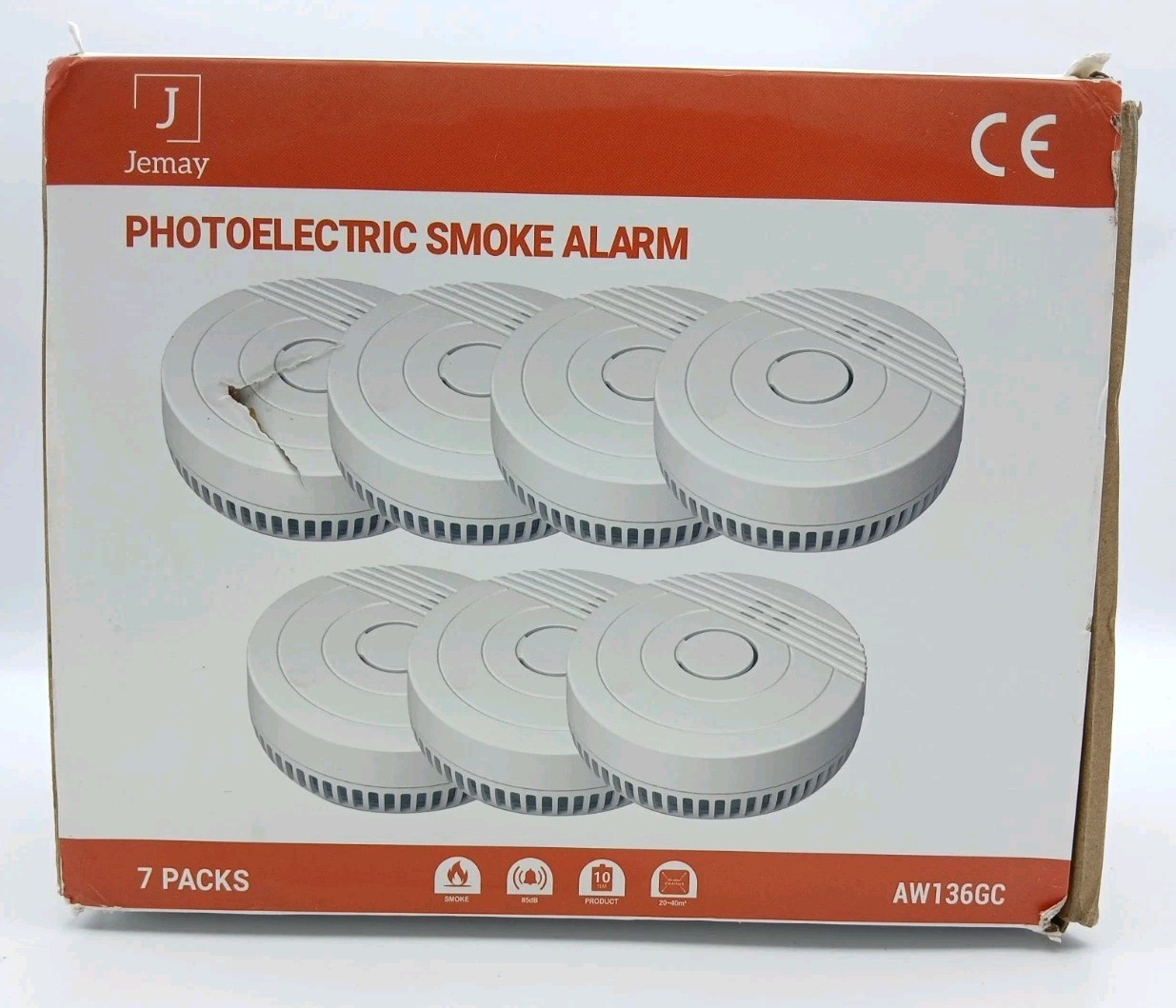 Jemay Set Of 7 Battery Powered Photoelectric Smoke Alarm