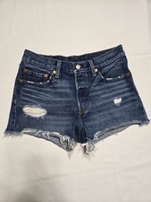 Levi's 501 Women's Cut Off Blue Medium Wash Button Fly Denim Shorts sz 27