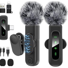 USB C Mini Wireless Lavalier Microphone for iPhone/Android,Lapel Mic with Mag...
