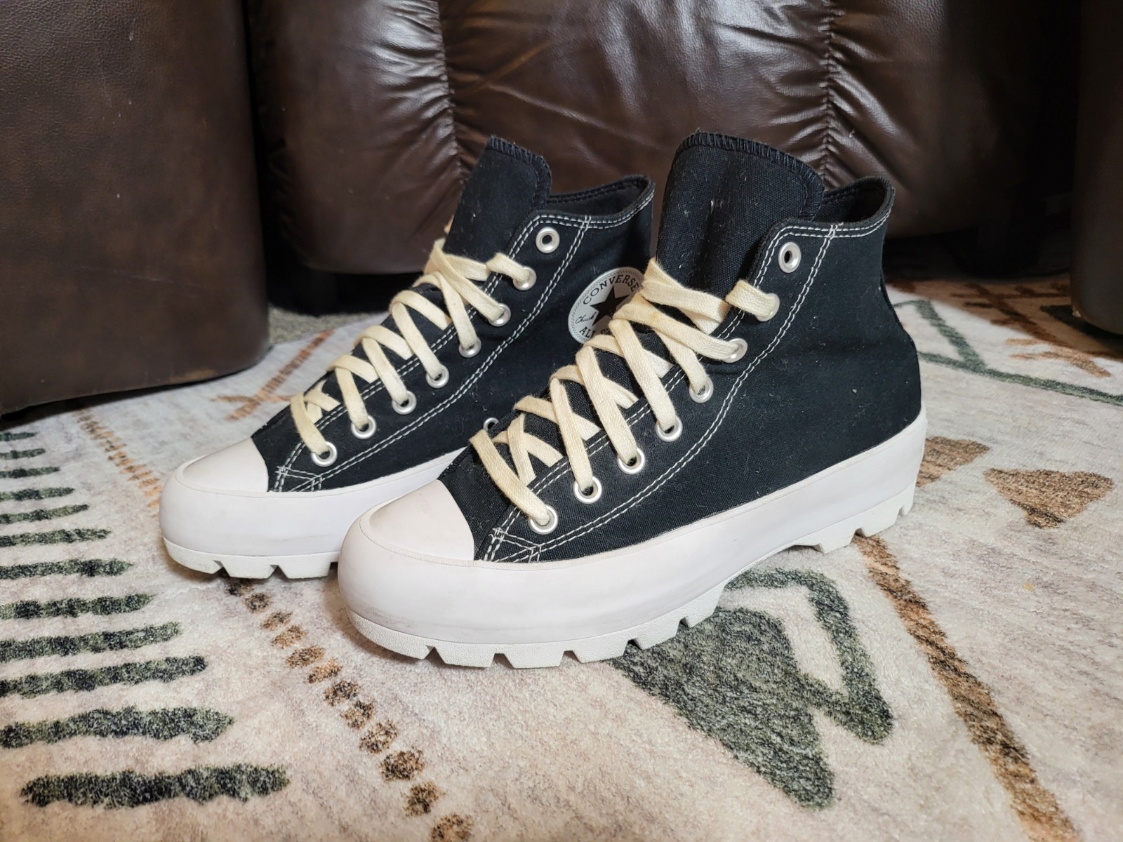 Converse Chuck Taylor All Star Women Size 9 Black High-Top Chunky Platform Shoes