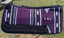 Contoured Western saddle pad felt w/Black/purple Navajo blanket top 32 X 32