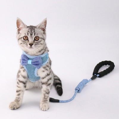  Bowknot Vest Type Pet Harnesses Verstellbarer Cat Pulling Strap Cat Harness