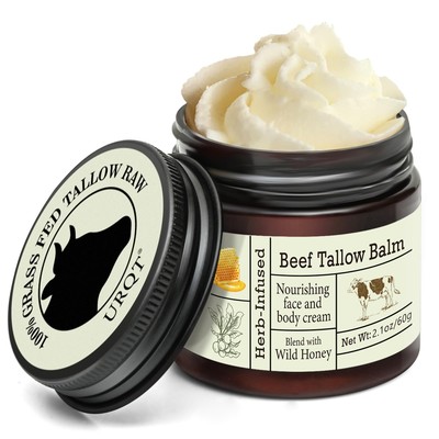 URQT Beef Tallow for Skin - Organic Grass-Fed Whipped and Honey... 