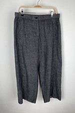 Eileen Fisher Pant Wide Leg 55 Hemp 45 Organic Cotton SZ M Black Gray