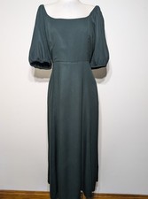 Old Navy Square Neck Puff Sleeve Midi Dress Dark Green L Tall Romantic